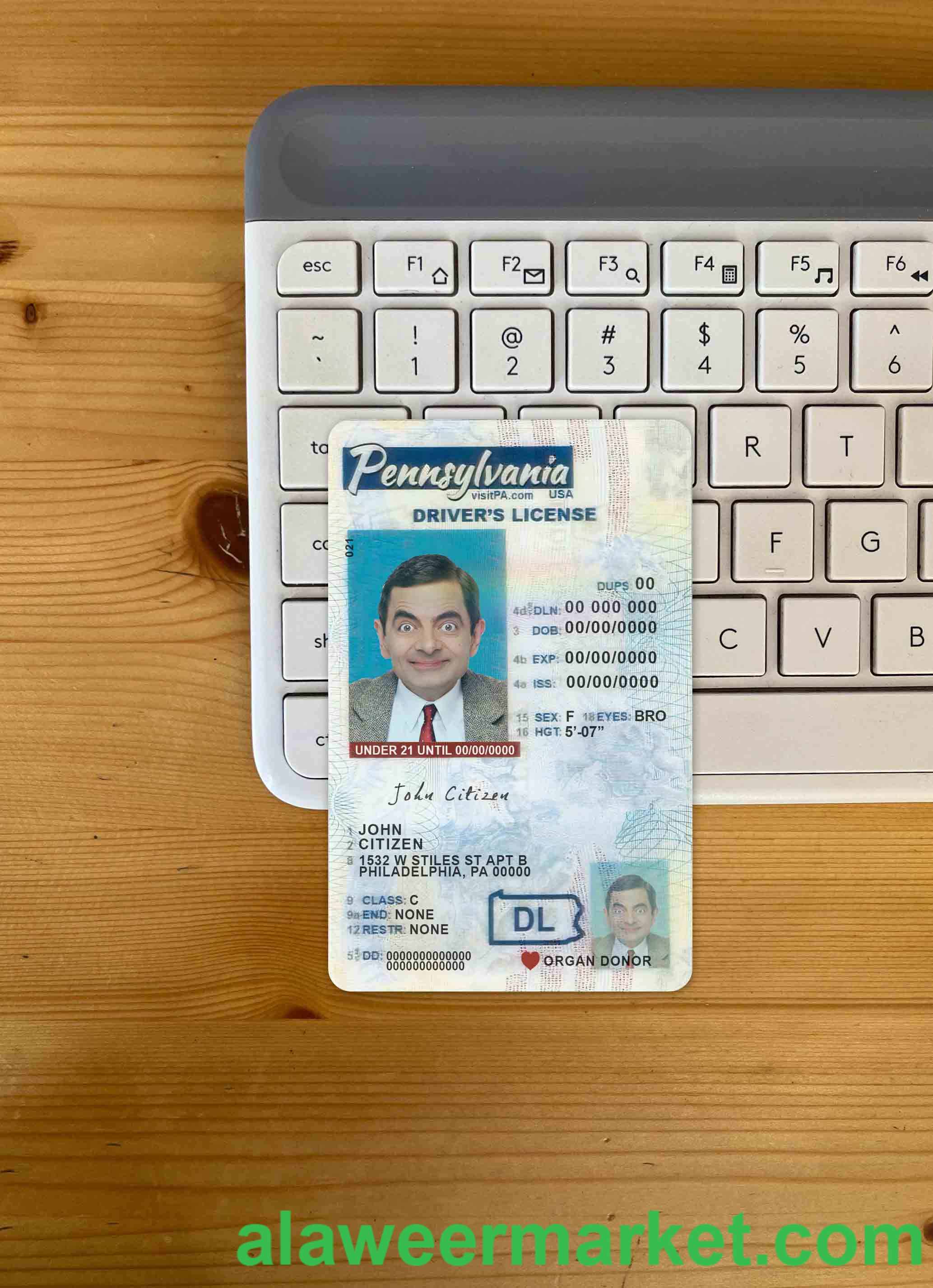 USA Pennsylvania driving license under 21 21 photolook FRONT